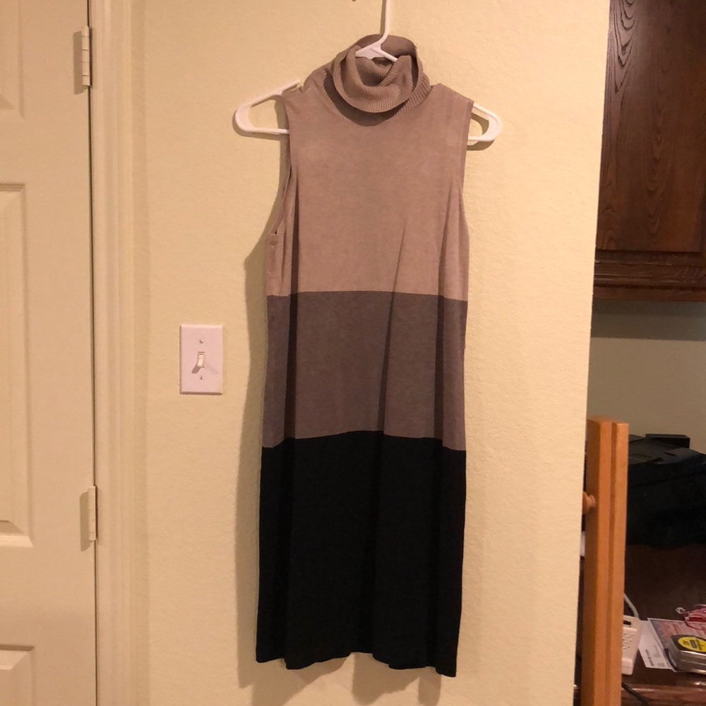 INC CowelNeck Sleeveless Colorblock Dress Size L